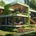 An artistic representation of a modern house designed with sustainable ...